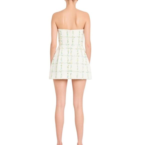 NWT Amanda Uprichard Bethany Tweed strapless yellow romper size extra large - Picture 4 of 11